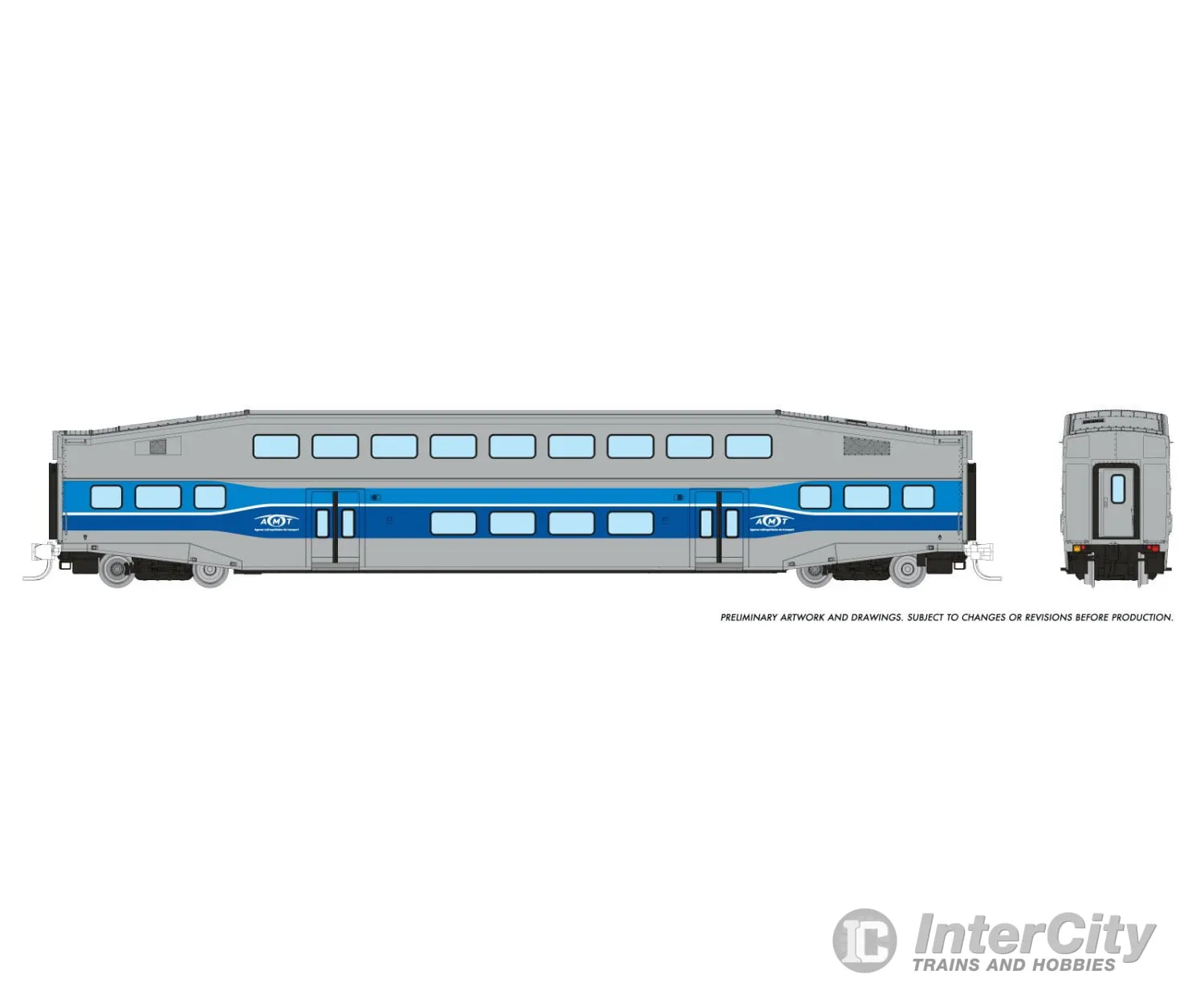 Rapido 546006 N Bilevel Commuter Car: AMT Montreal: Set #3 (Coaches: 2020 2028 2033)