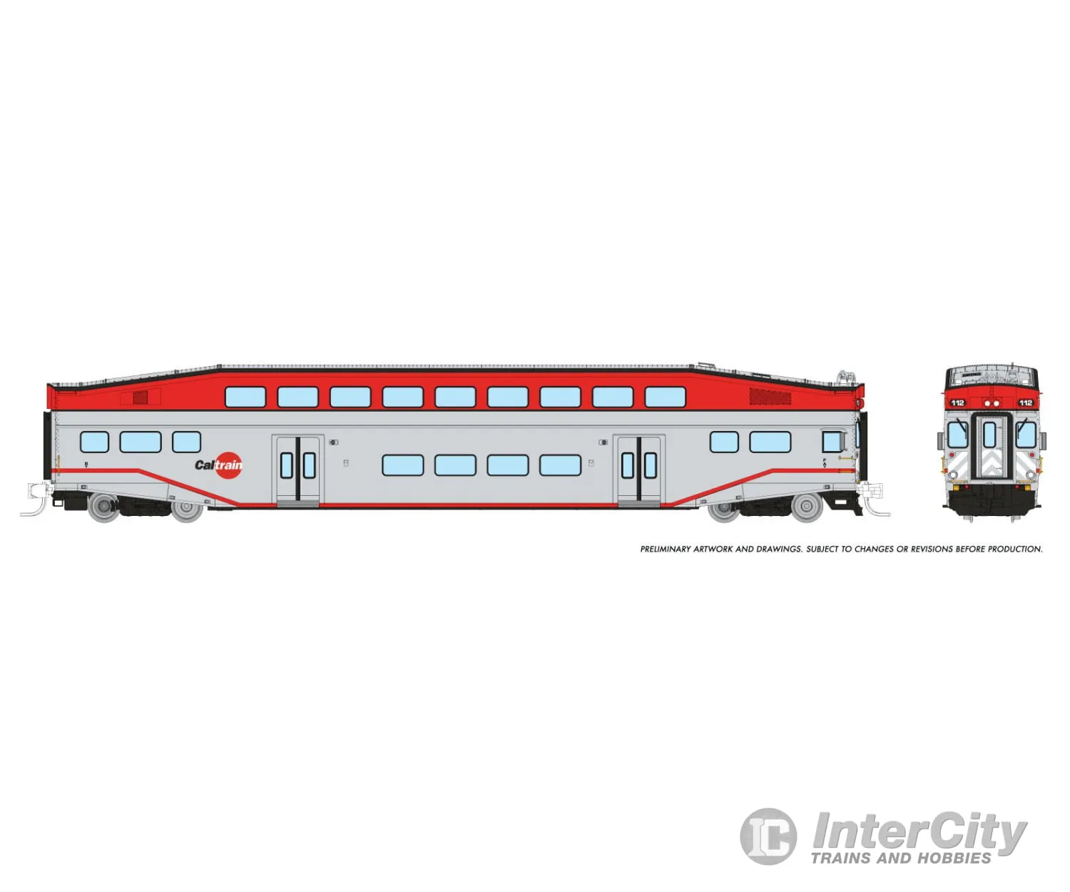 Rapido 546008 N Bilevel Commuter Car: CalTrain: Set #2 (Cab: 120 Coaches: 232 236)