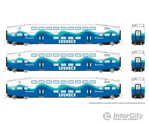 Rapido 546024 N Bilevel Commuter Car: Sounder: Set #3 (Coaches: 401 406 409)