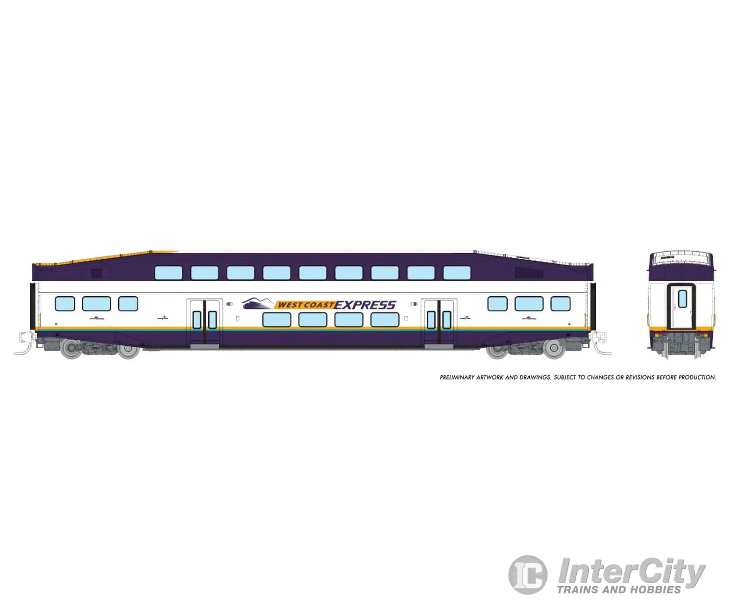 Rapido 546032 N Bilevel Commuter Car: West Coast Express: Set #2 (Cab: 109 Coaches: 301 305)