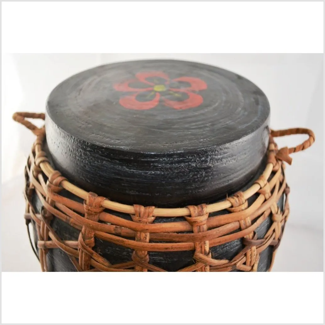 Rattan and Bamboo Lidded Basket