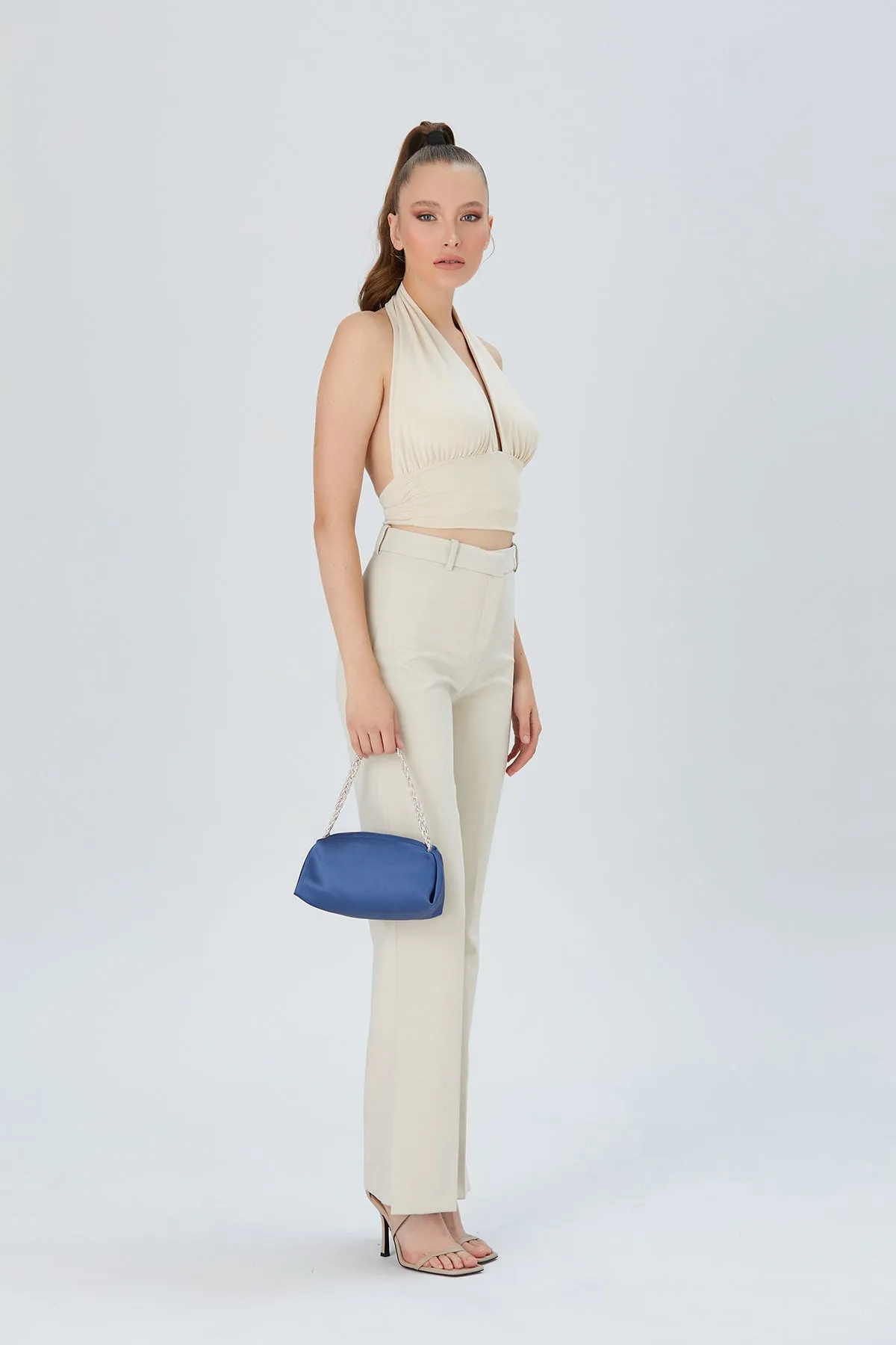 Recycled Satin Evening Bag - Blue