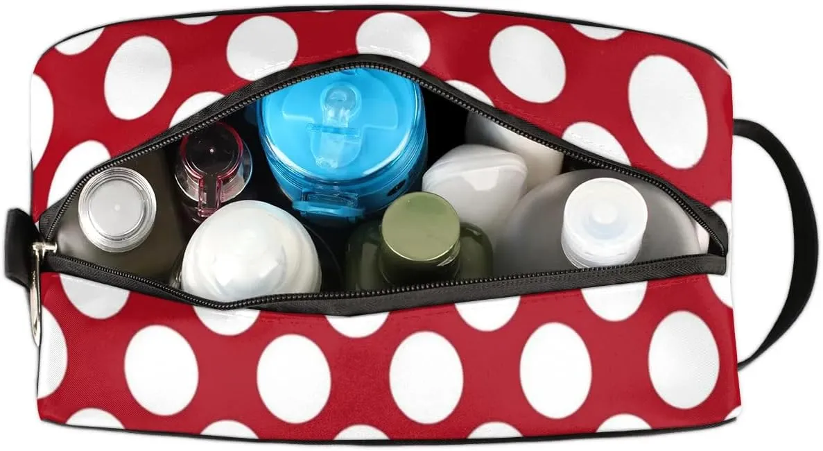 Red Dots Toiletry Bag for Women Girl,Travel Cosmetic Bag,Hanging Makeup Bag,Approved Hygiene Bag Waterproof Dopp Kit Organizer for Toiletries Shower Bathroom Carry-on Accessories Gifts