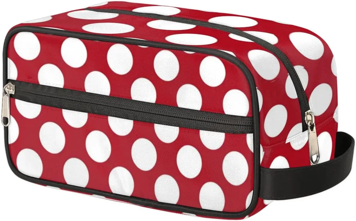 Red Dots Toiletry Bag for Women Girl,Travel Cosmetic Bag,Hanging Makeup Bag,Approved Hygiene Bag Waterproof Dopp Kit Organizer for Toiletries Shower Bathroom Carry-on Accessories Gifts
