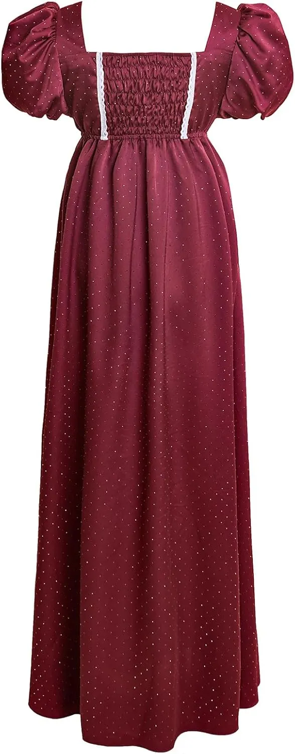 Regency Dresses for Women Luxurious Rhinestone Satin Party Gown