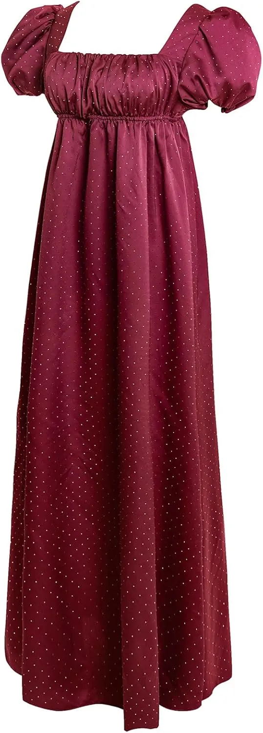 Regency Dresses for Women Luxurious Rhinestone Satin Party Gown