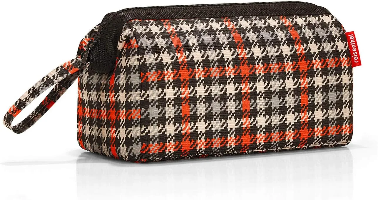 reisenthel Travelcosmetic Toiletries Bag, Structured Pouch with Wristlet, Glencheck Red