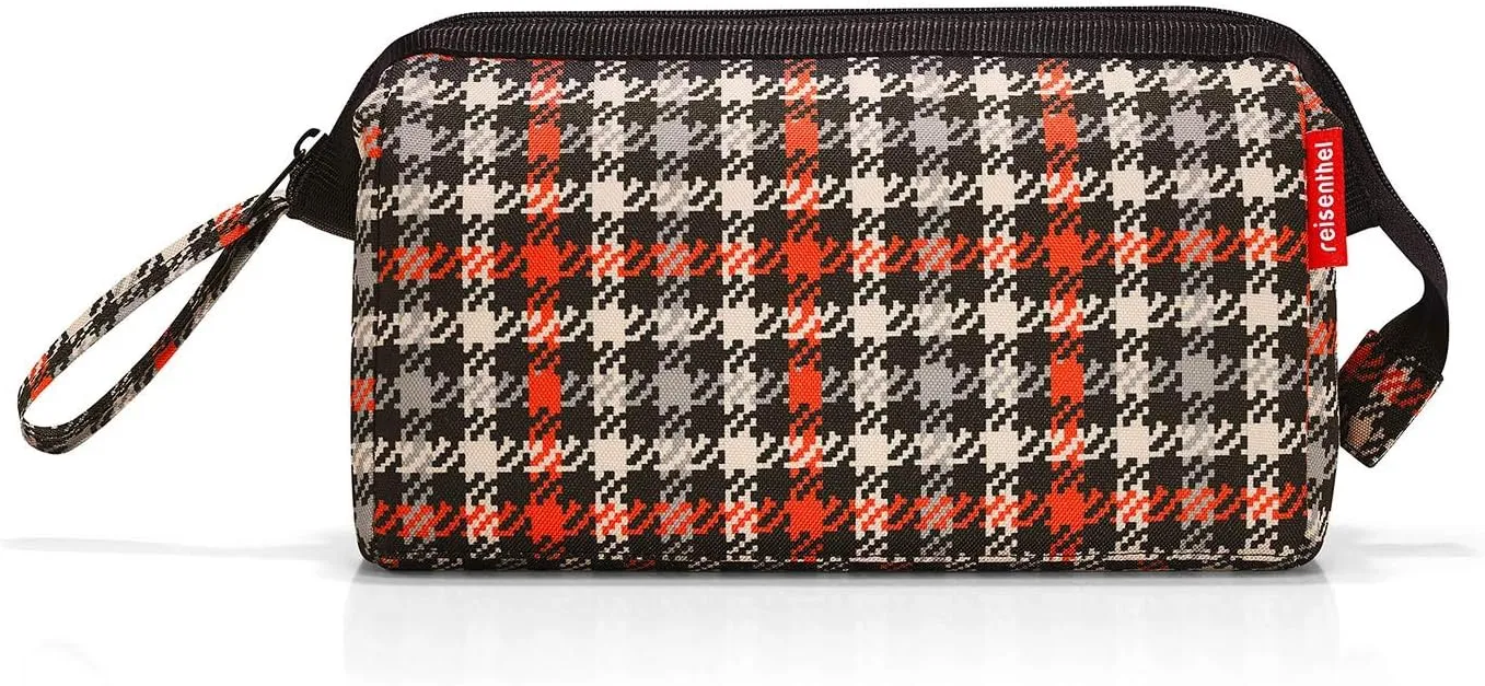 reisenthel Travelcosmetic Toiletries Bag, Structured Pouch with Wristlet, Glencheck Red