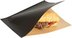 Restaurantware Bag Tek 10" x 9" Double Open Bags 100 Large Deli Paper Sheets - Disposable Greaseproof Black Paper Deli Wrap Liners For Snacks Cookies And More