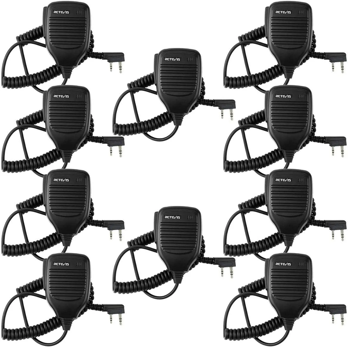 Retevis 2 Pin Shoulder Mic Speaker, Walkie Talkie Mic, Compatible with Retevis H-777 RT22 RT68 RT21 H777S RT85 RT17 RT19 RT15 BAOFENG UV-5R BF-F8HP Samcom pxton TIDRADIO Kenwood Walkie Talkie (5 Pack)