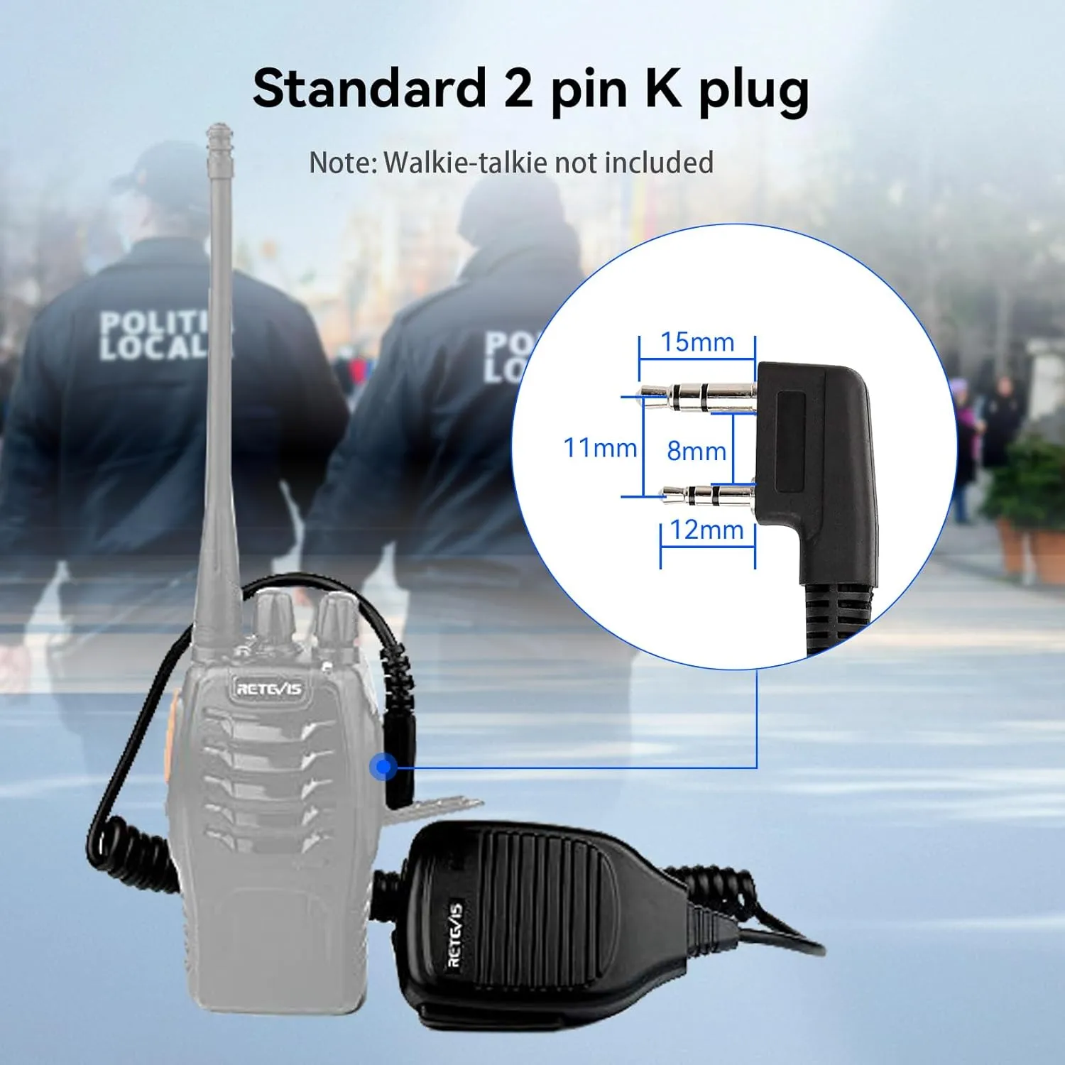Retevis 2 Pin Shoulder Mic Speaker, Walkie Talkie Mic, Compatible with Retevis H-777 RT22 RT68 RT21 H777S RT85 RT17 RT19 RT15 BAOFENG UV-5R BF-F8HP Samcom pxton TIDRADIO Kenwood Walkie Talkie (5 Pack)