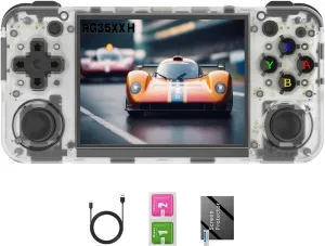 RG35XX H, Anbernic Retro Handheld Gaming Console with 64GTF Card, Dual Joystick Design 3.5-inch HD Screen Lasts up to 8 Hours High-Capacity Battery for Better Experience (64G White)