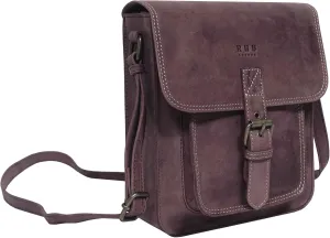 RHB Leather Crossbody Bag for Women - Sturdy Vintage Messenger Bag for Men with Adjustable Flap Fits IPad 11 inches
