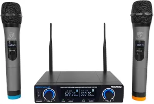 Rockville, 1 RWM72U Dual UHF Wireless Handheld Microphone System Digital Display, XLR Connector,Black