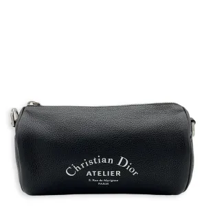 Roller Crossbody Bag Black in Calfskin, Silver hardware