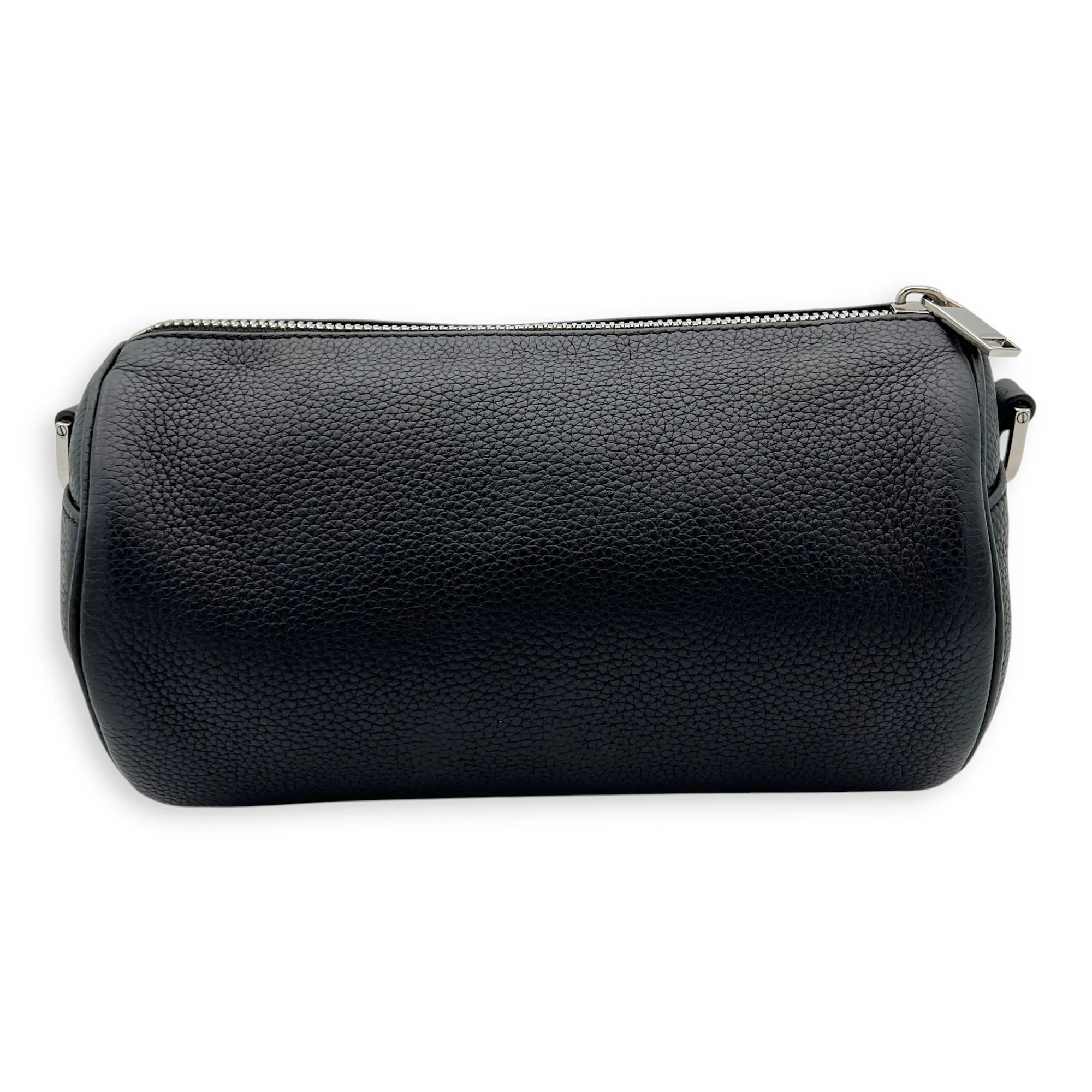 Roller Crossbody Bag Black in Calfskin, Silver hardware