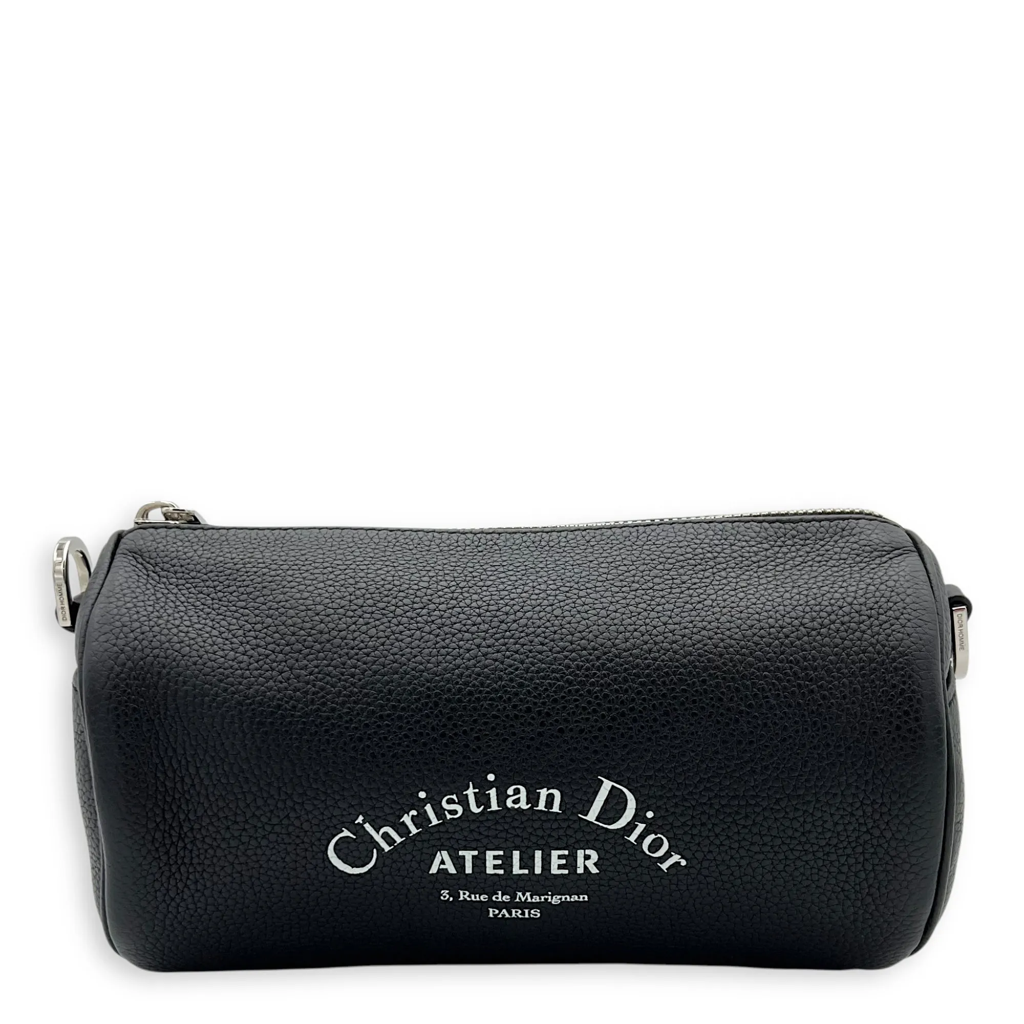 Roller Crossbody Bag Black in Calfskin, Silver hardware