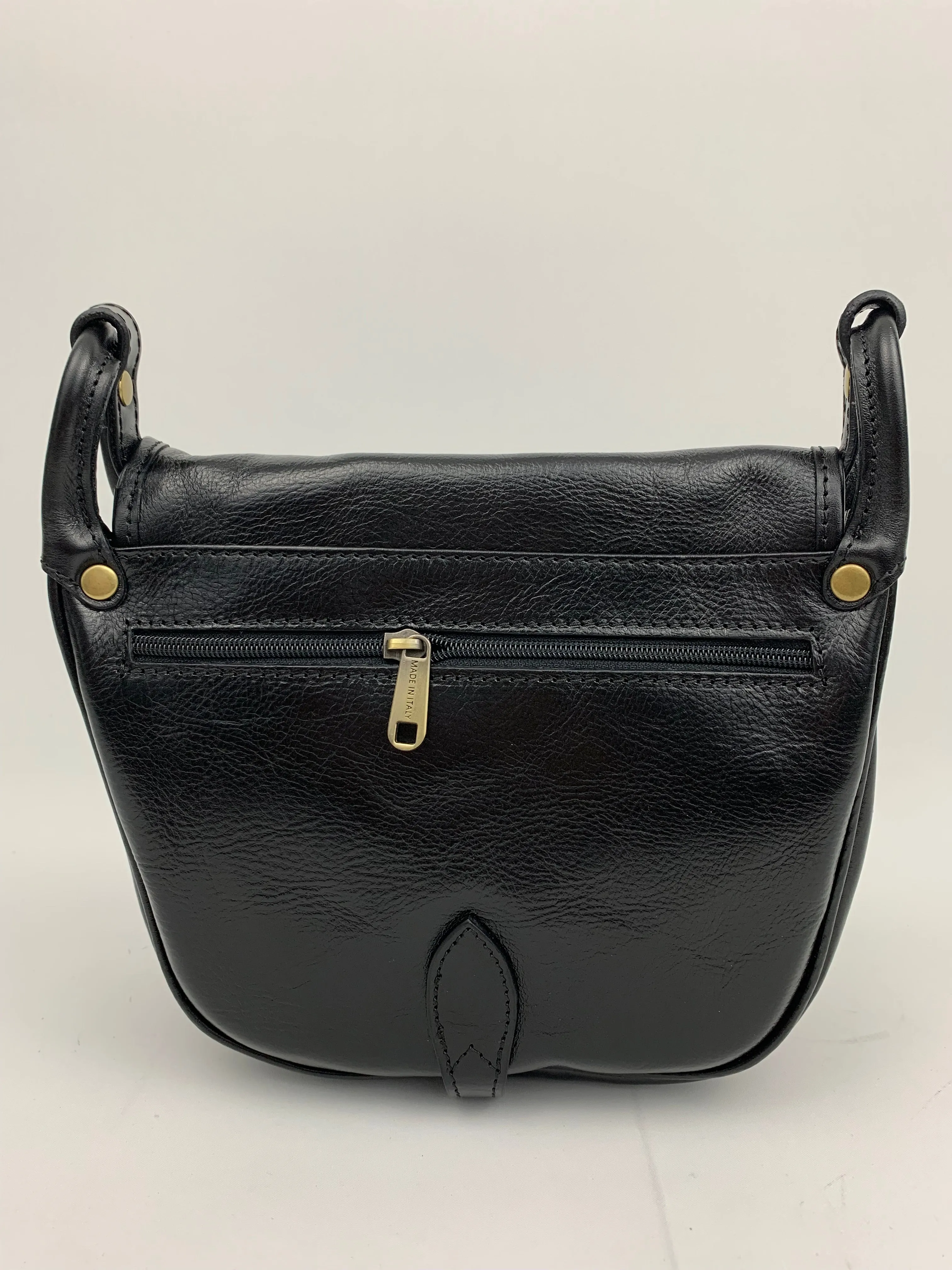 ROME - Italian Genuine leather messenger bag - black