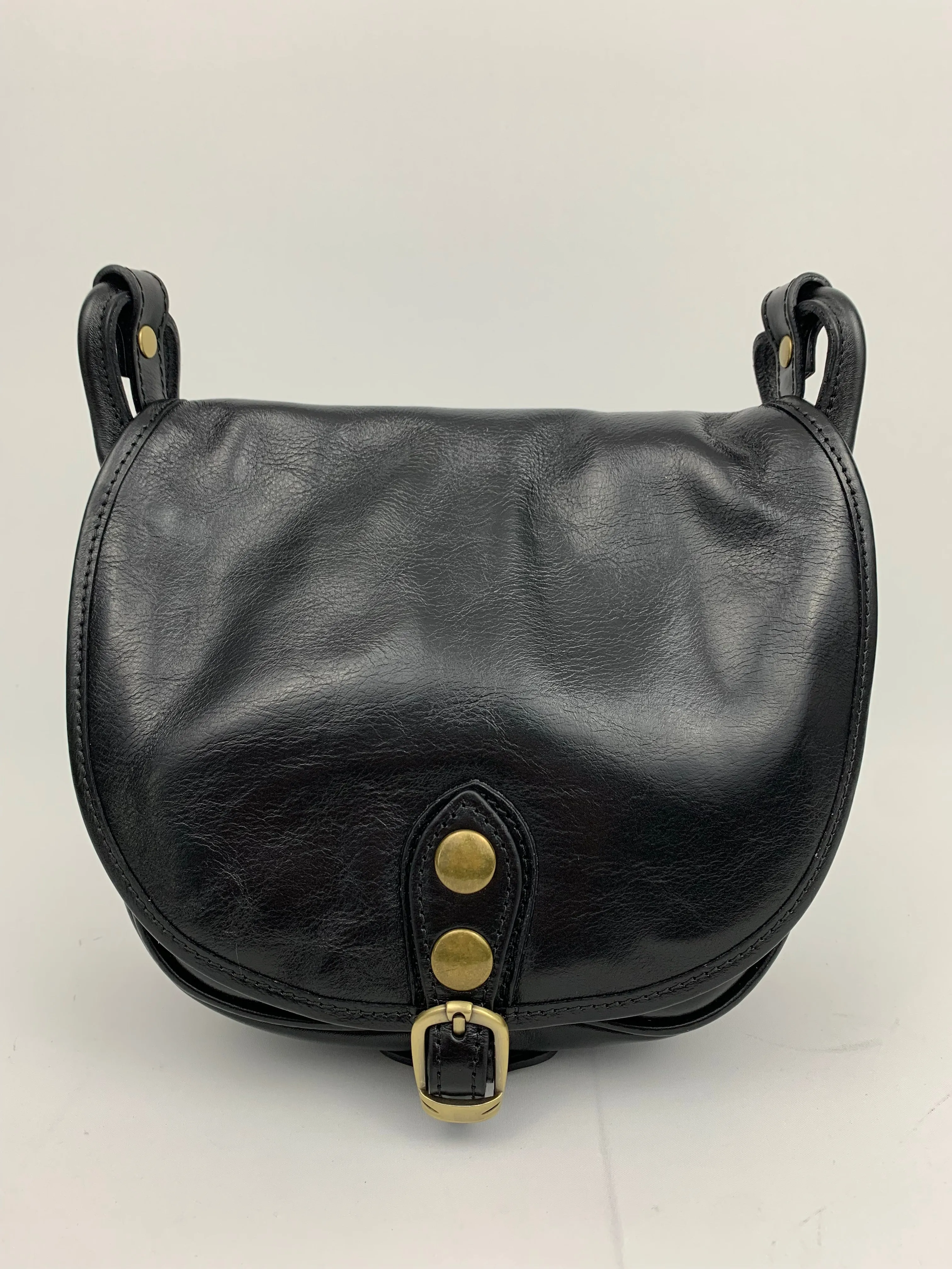 ROME - Italian Genuine leather messenger bag - black