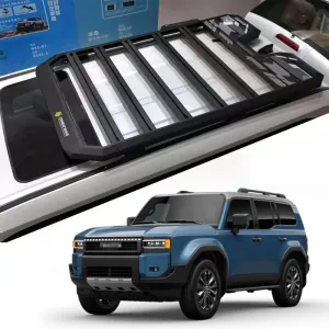Roof Basket Carrier Luggage Box Frame Fit Land Cruiser Prado J250 LC250 2024 2025, Aluminum, Easy Snap Mount, Hard Shell, Black, Not Water Resistant, 300KG Capacity