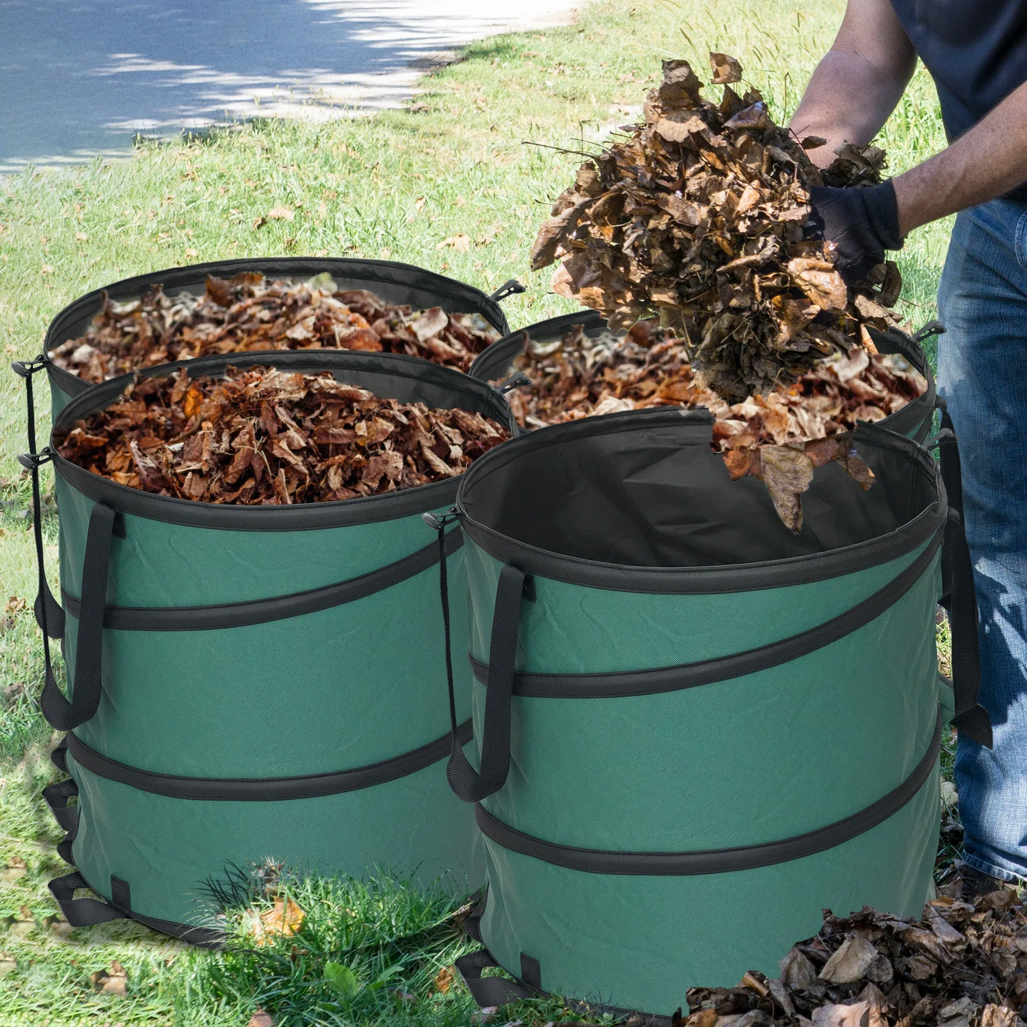 Rootz 4 Piece Garden Waste Bag Set - Leaf Bags - Storage Bags - Waterproof & Durable - Ø47cm x 50cm