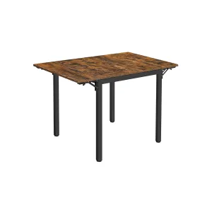 Rootz Vintage Brown-Black Dining Table - Chipboard Steel - Foldable Table - Rustic Table - Heavy Duty - 120cm x 78cm x 76.2cm