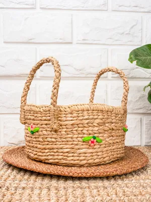 Round Big Flower Basket with Handle