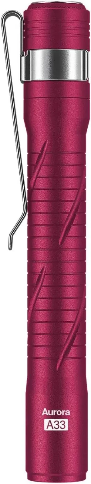 RovyVon Aurora A33 Pen Flashlight USB-C Rechargeable with Pocket Clip, 200 Lumen, IPX8 Waterproof for Inspection, Repair, Work, Outdoors(Red)