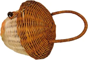 Rustic Rattan Acorn Bag Woven Small Storage Basket Lid for Boys and Girls Room Decor Photography Props