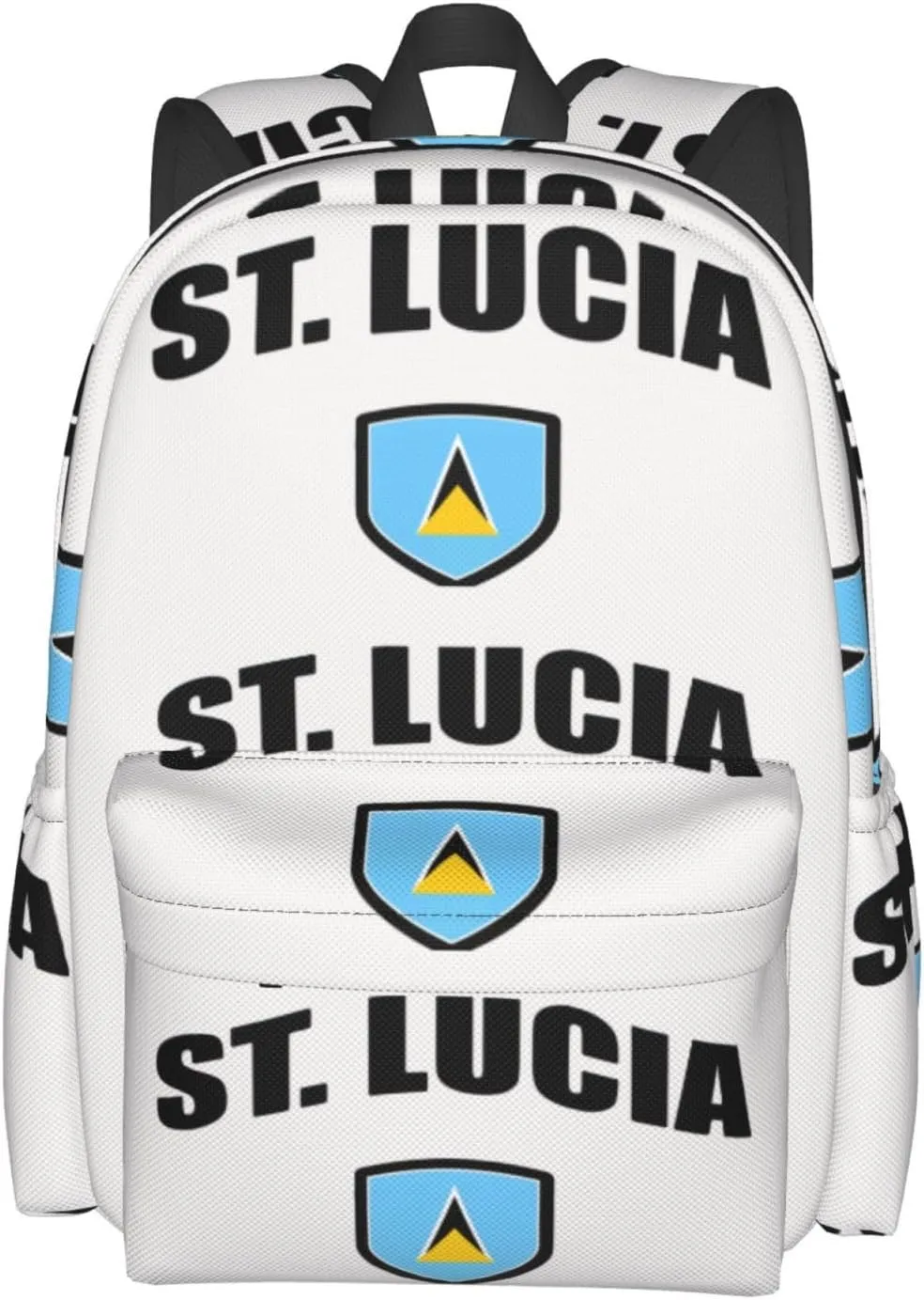 Saint Lucian Lucia Sport Flag Casual Backpack Large Capacity Travel Backpacks Laptop Daypack Commuter Rucksack Adjustable Strap Sports Bags for Hiking Biking