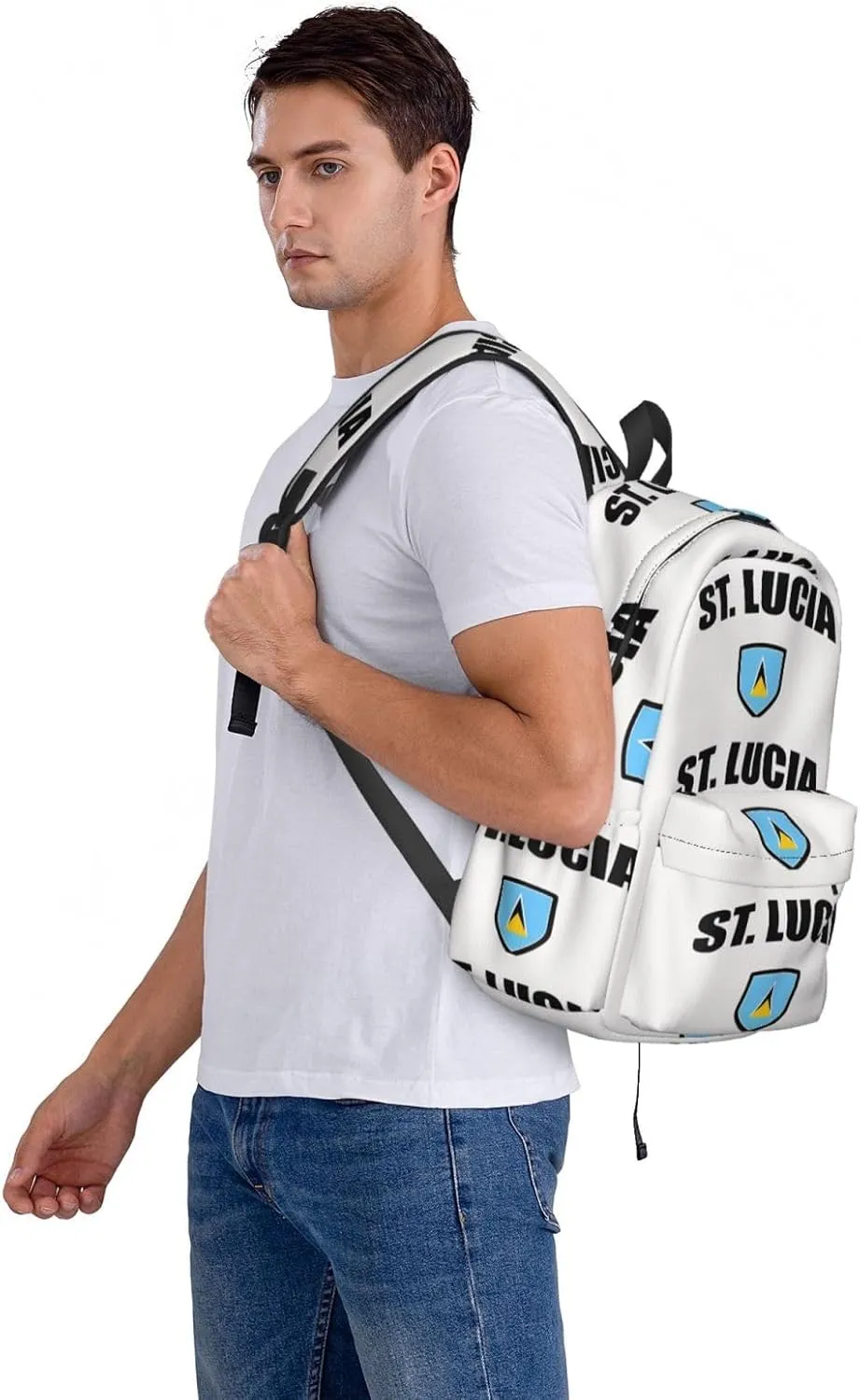 Saint Lucian Lucia Sport Flag Casual Backpack Large Capacity Travel Backpacks Laptop Daypack Commuter Rucksack Adjustable Strap Sports Bags for Hiking Biking