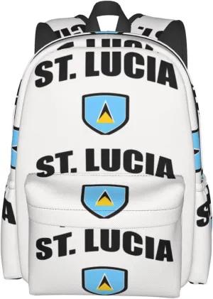 Saint Lucian Lucia Sport Flag Casual Backpack Large Capacity Travel Backpacks Laptop Daypack Commuter Rucksack Adjustable Strap Sports Bags for Hiking Biking