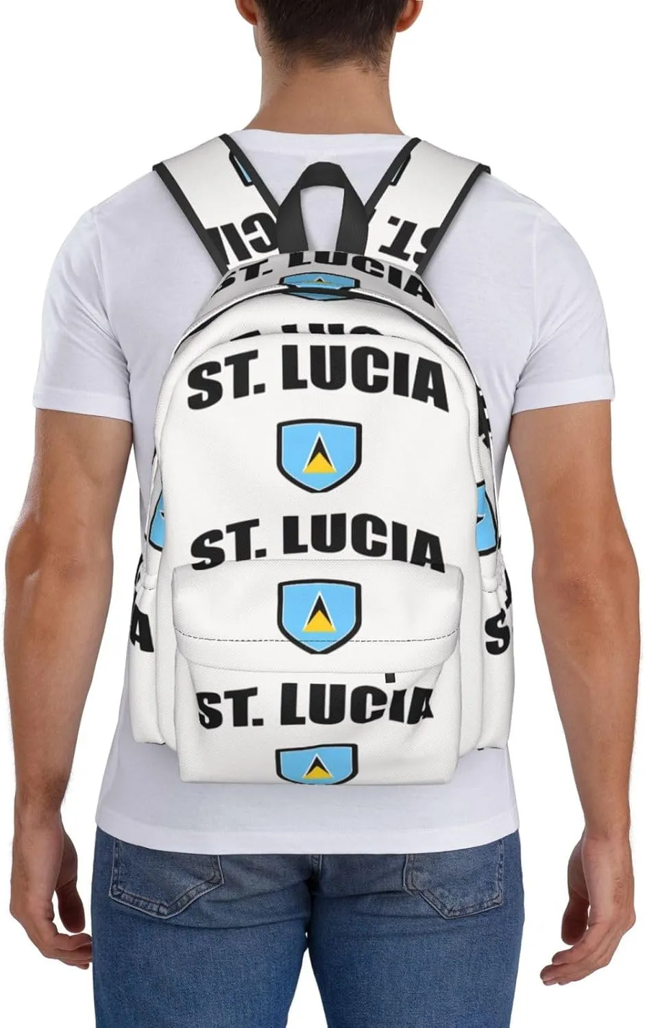 Saint Lucian Lucia Sport Flag Casual Backpack Large Capacity Travel Backpacks Laptop Daypack Commuter Rucksack Adjustable Strap Sports Bags for Hiking Biking