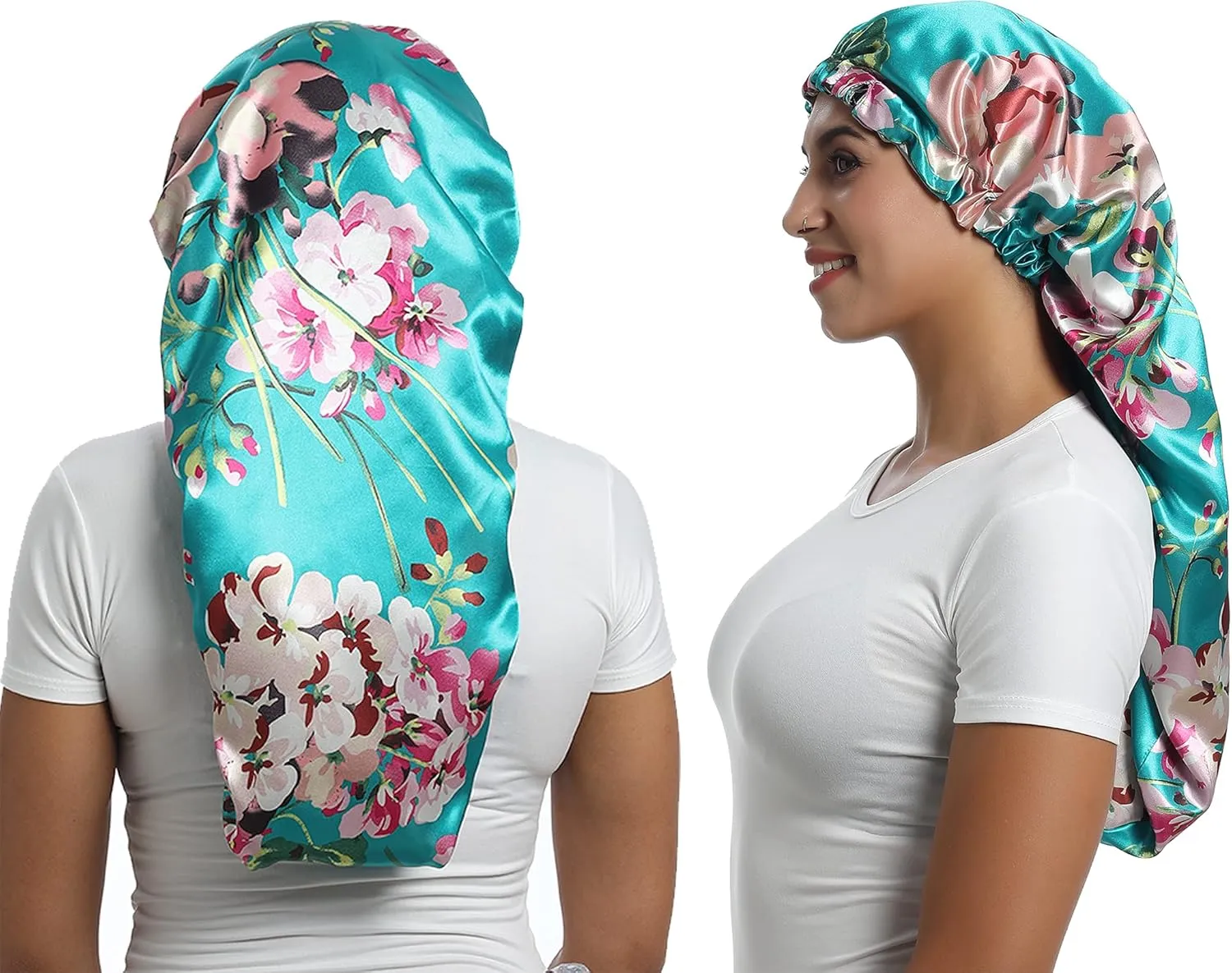 Satin Bonnet Silky Sleep Cap,Adjustable Hair Bonnet for Braids Curly Hair