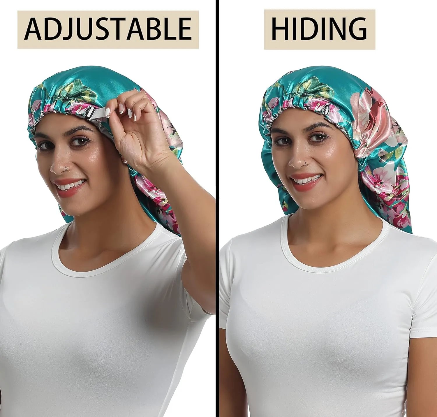 Satin Bonnet Silky Sleep Cap,Adjustable Hair Bonnet for Braids Curly Hair