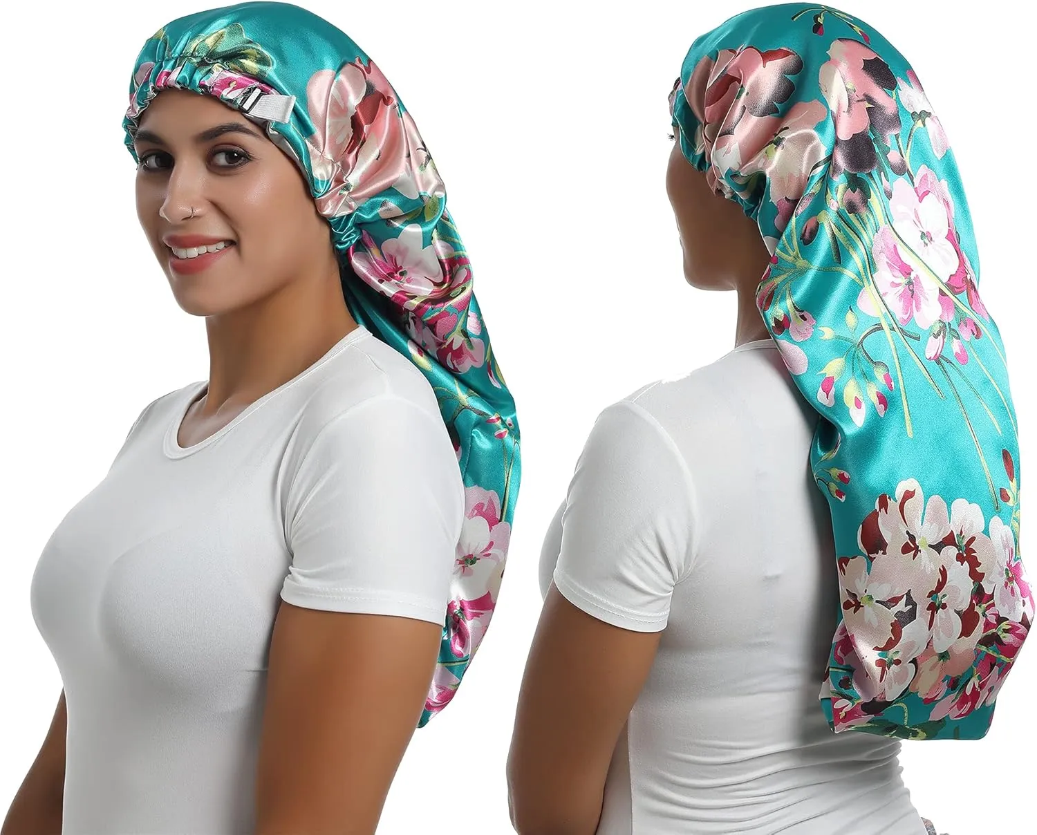 Satin Bonnet Silky Sleep Cap,Adjustable Hair Bonnet for Braids Curly Hair
