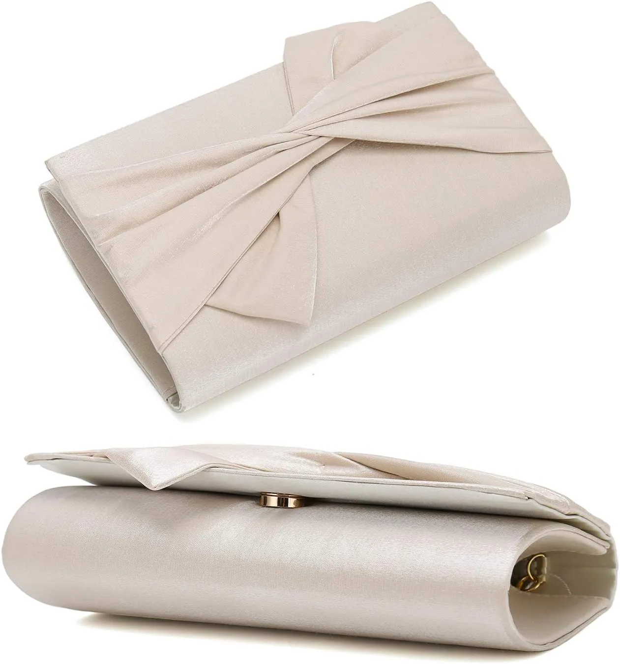 Satin Evening Bag Bow Flap Clutch Purse for Women Formal Party/Prom/Wedding…