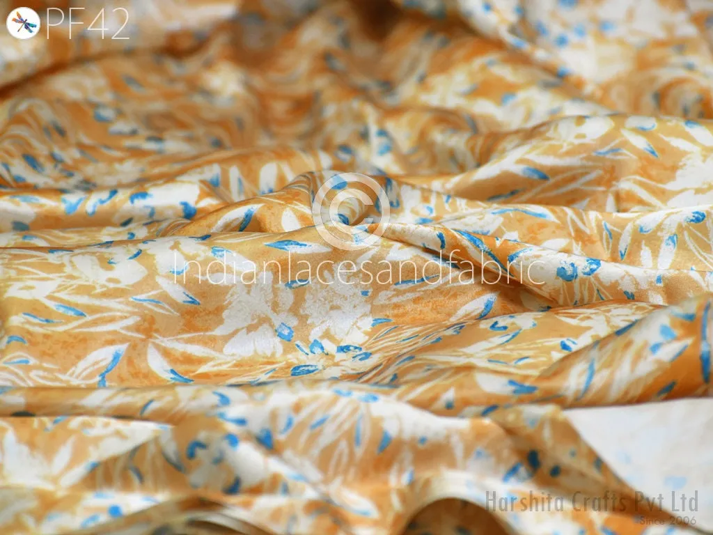 Satin fabric By Yard Indian Geometric Print Soft Flowy fabric Summer Dress Shirt Co-ord Set Clothing Party Costumes Drapery Sewing Crafting