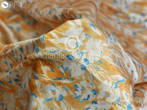 Satin fabric By Yard Indian Geometric Print Soft Flowy fabric Summer Dress Shirt Co-ord Set Clothing Party Costumes Drapery Sewing Crafting