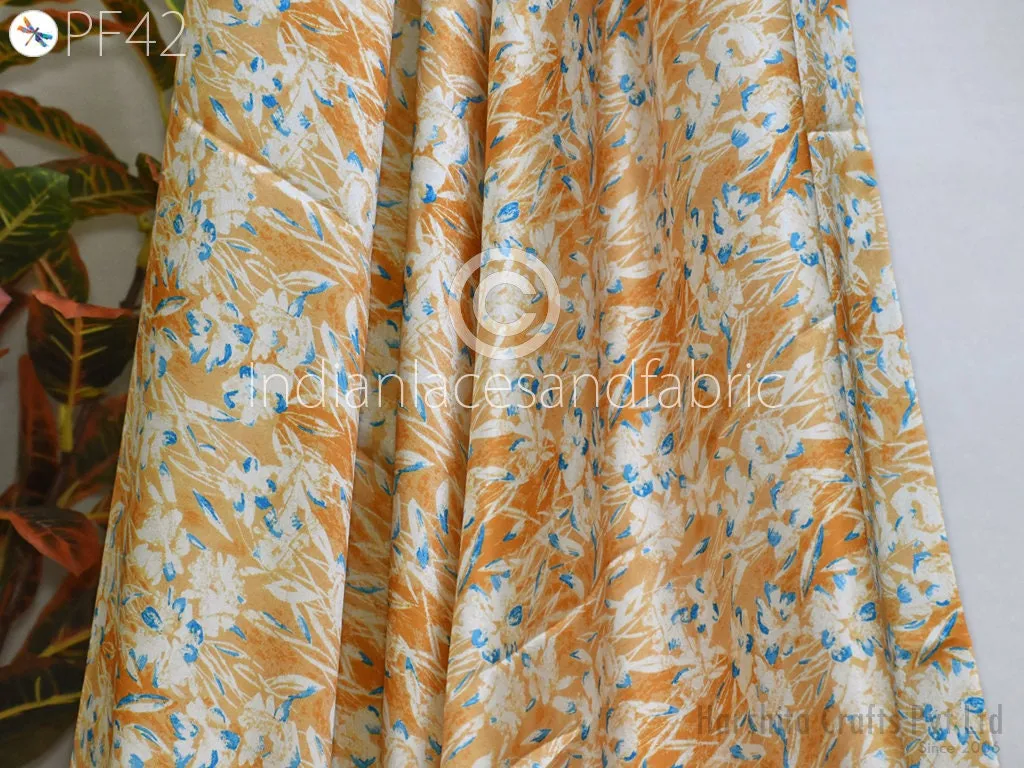 Satin fabric By Yard Indian Geometric Print Soft Flowy fabric Summer Dress Shirt Co-ord Set Clothing Party Costumes Drapery Sewing Crafting