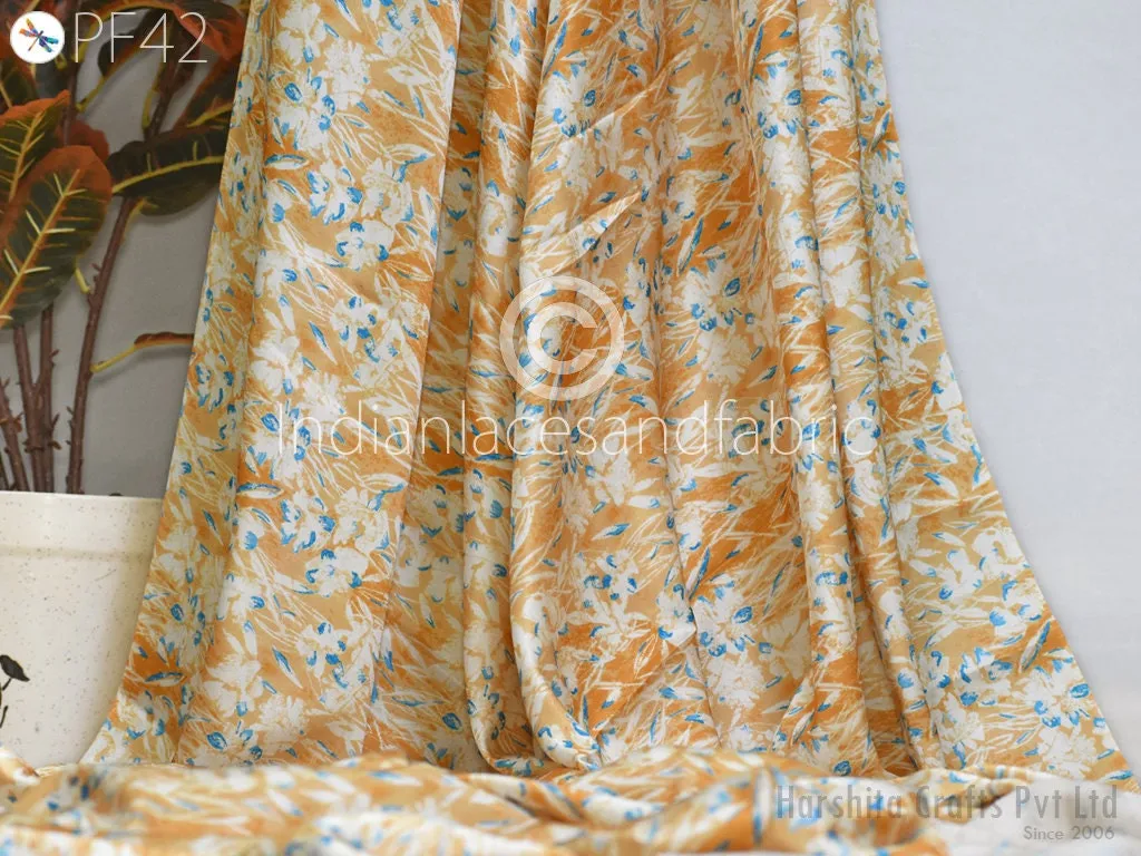 Satin fabric By Yard Indian Geometric Print Soft Flowy fabric Summer Dress Shirt Co-ord Set Clothing Party Costumes Drapery Sewing Crafting
