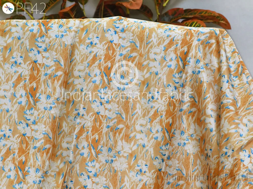 Satin fabric By Yard Indian Geometric Print Soft Flowy fabric Summer Dress Shirt Co-ord Set Clothing Party Costumes Drapery Sewing Crafting