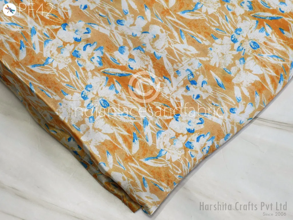 Satin fabric By Yard Indian Geometric Print Soft Flowy fabric Summer Dress Shirt Co-ord Set Clothing Party Costumes Drapery Sewing Crafting