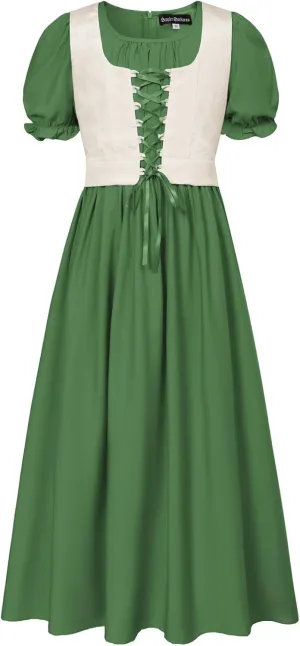 Scarlet Darkness Girl Renaissance Dress Short Puff Sleeve Long Dresses Flower Girl Dress Size 7-14