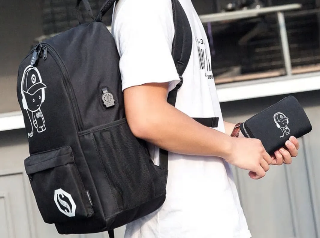 School Backpack Shoulder  with USB Charging Port with Anime Luminous
