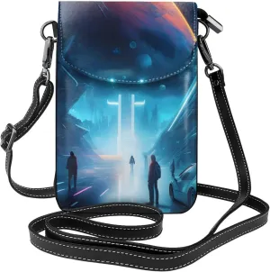Science Fiction Future Women'S Crossbody Bag, Zipper Phone Wallet, Cute Purse, Shoulder Bag, Detachable Shoulder Strap, Black