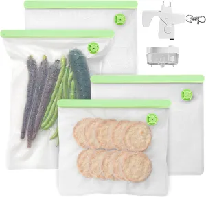 SealVax® Reusable Sous Vide Bags with Handheld Vacuum Sealer, Vacuum seal bags (4Pack)