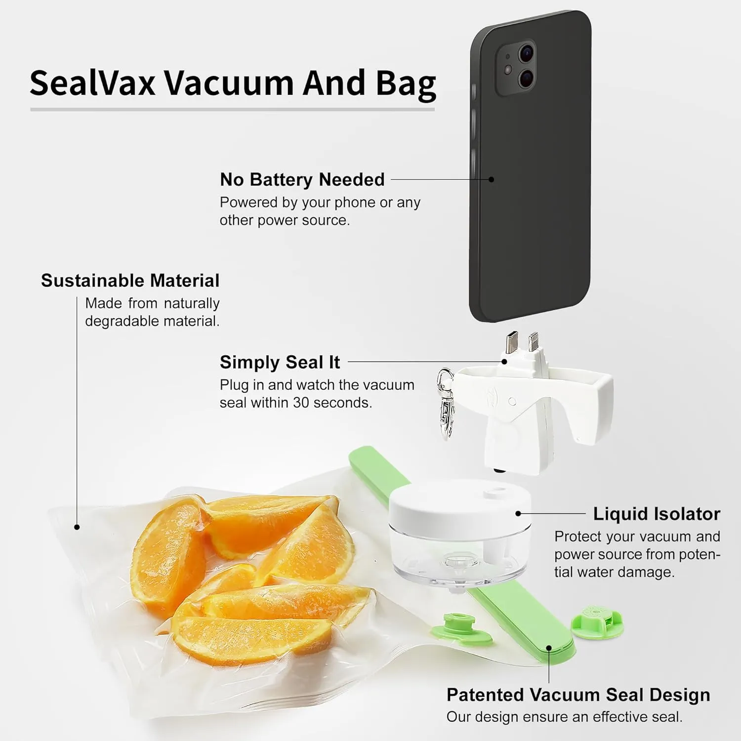 SealVax® Reusable Sous Vide Bags with Handheld Vacuum Sealer, Vacuum seal bags (4Pack)