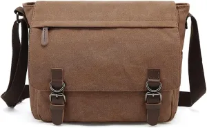 Sechunk Canvas Vintage Messenger Bag Shoulder bag Leather Large Travel Crossbody bags for men women 15inch Laptop