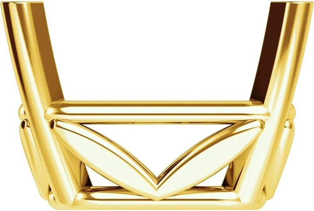 Semi-Polished 14k Yellow Gold 7x5mm Emerald Cut 4-Prong Floral Basket Setting Finding Fine Jewelry For Women Gifts For Her (Mounting Only, Not All Stones Included)
